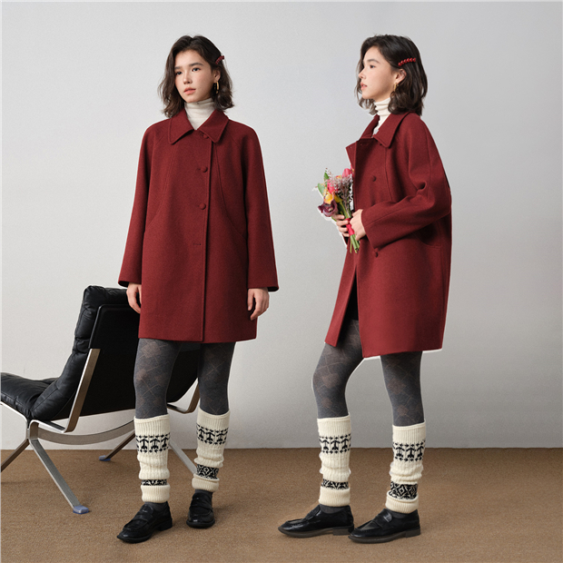 Lapel collar mid-length woolen coat | GIORDANO Online Store