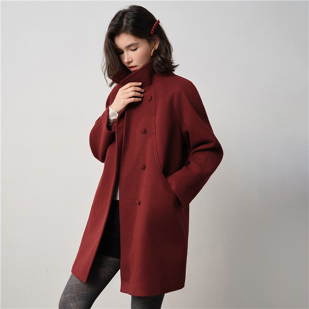 Lapel collar mid-length woolen coat | GIORDANO Online Store