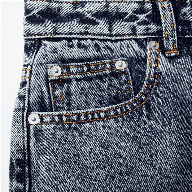 Snow-washed five-pocket cotton jeans 
