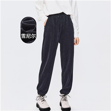 Thick chenille elastic waist loose joggers