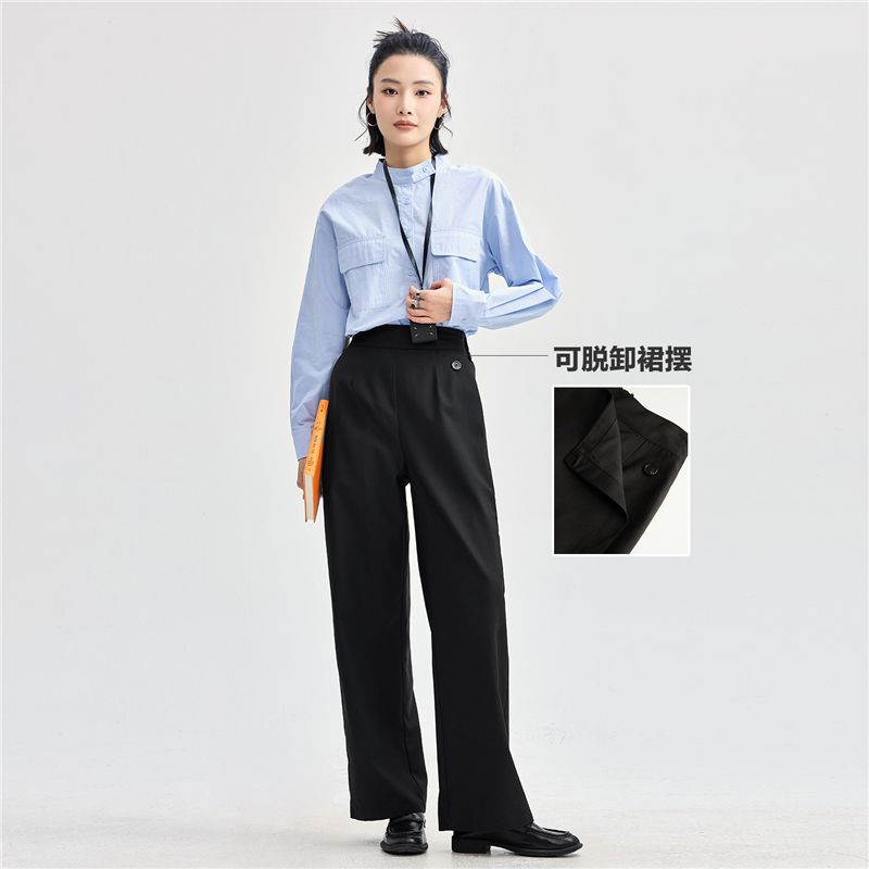 Exclusive】Women's Removable Hem SemiElastic Waist Woven Suit