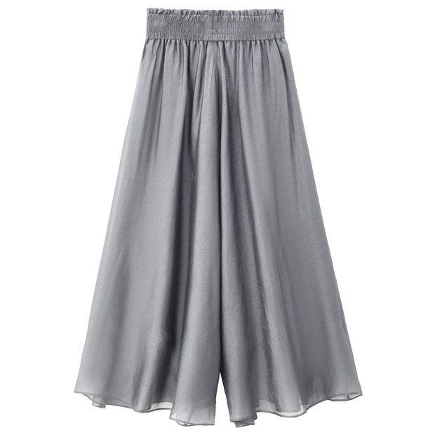 Shimmer elastic waist wide leg crop pants | GIORDANO Online Store
