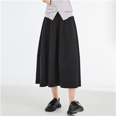 Half elastic waist loose lattern skirt