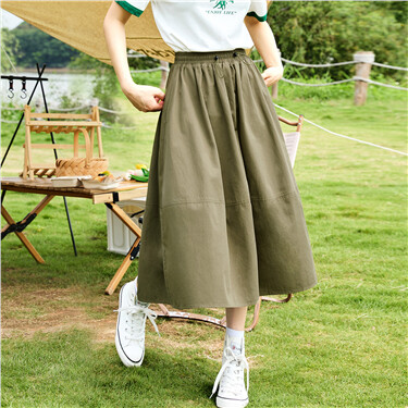 Cargo drawstring elastic waist skirt