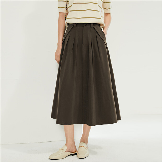 Half elastic waist pleated skirt GIORDANO Online Store