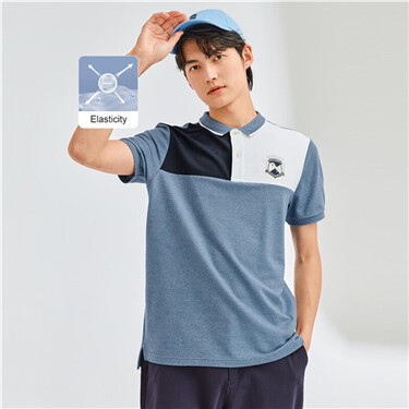 Embroidered badge contrast polo shirt