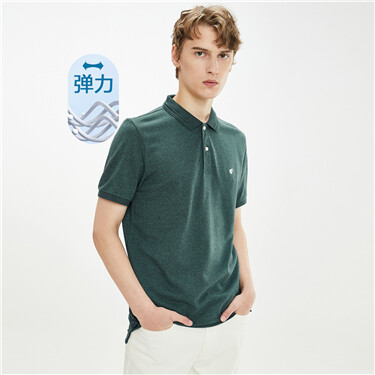 Frog embroidery stretchy polo shirt