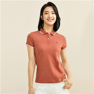 Embroidery stretchy polo shirt