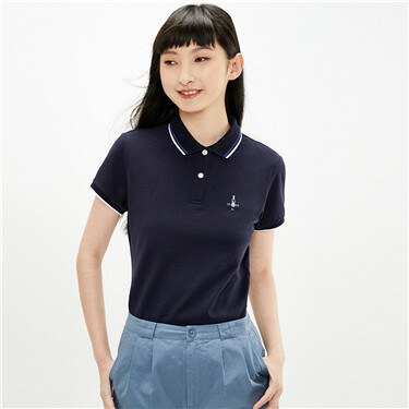 Embroidery stretchy polo shirt