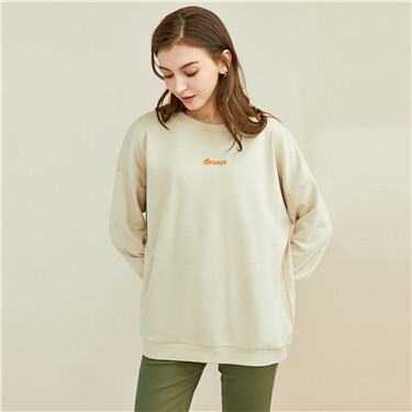 Embroidery dropped-shoulder loose sweatshirt
