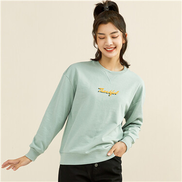 Letter embroidery dropped-shoulder sweatshirt