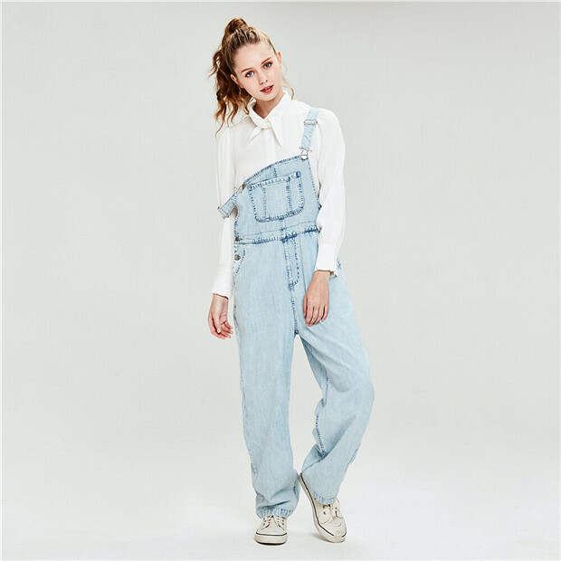 suspender denim jumpsuit