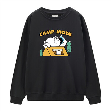 Fleece-lined print crewneck oversize sweatshirt